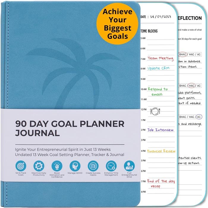 90 Day Goal Planner Journal - Undated Daily Planner For Business Work And Life